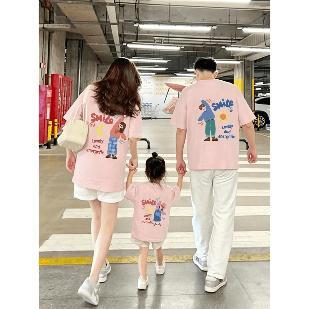 Mẫu mới năm 2026 set combo đồ gia đình ba mẹ và bé đồ cặp mẹ và bé gái Áo thun chất liệu cotton, in họa tiết đẹp.