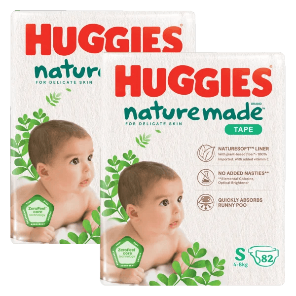 Combo 2 Tã Dán Huggies Platinum Nature Made Size S82